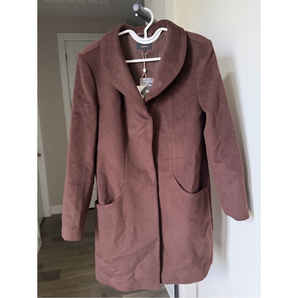 Quince Chocolate Brown Wool Cashmere Cocoon Coat S